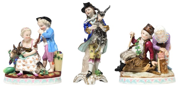 (3) MEISSEN STYLE 'SEASONS' & SITZENDORF PORCELAIN FIGURAL GROUPS