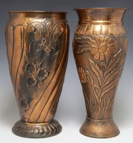 (2) ITALIAN REPOUSSE COPPER UMBRELLA/ STICK STANDS
