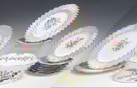 (15) ENGLISH COPELAND SPODE PORCELAIN FLORAL TABLE & SERVICEWARE