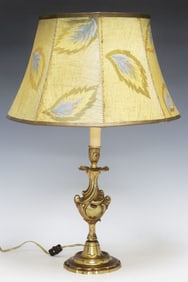 LOUIS XV STYLE GILT METAL CANDLESTICK 1-LIGHT TABLE LAMP