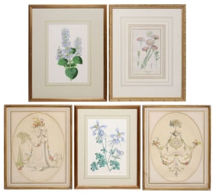 (5) FRAMED ENGLISH & AMERICAN SCHOOL BOTANICAL PRINTS IN COLOR