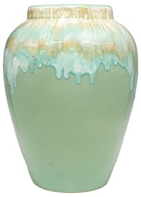 AMERICAN ROBINSON RANSBOTTOM COMPANY DRIP-GLAZED POTTERY VASE, 18.25"H