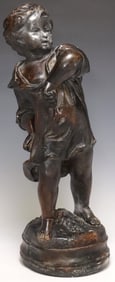 AFTER AUGUSTE MOREAU CLASSICAL STYLE COMPOSITE CHILD FIGURE, 25.5"H