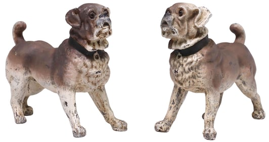 (2) CAST COMPOSITE FIGURES OF MASTIFF DOGS