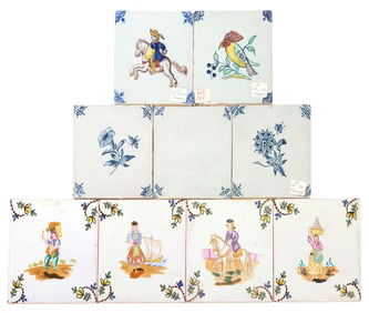 (9) DUTCH & PORTUGUESE POLYCHORME GLAZED TERRACOTTA TILES