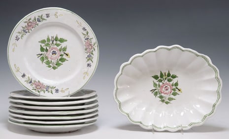 (9) PORTUGUESE POLYCHROME MAJOLICA POTTERY SERVICEWARE