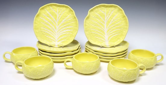(15) SECLA MAJOLICA YELLOW CABBAGEWARE, PORTUGAL
