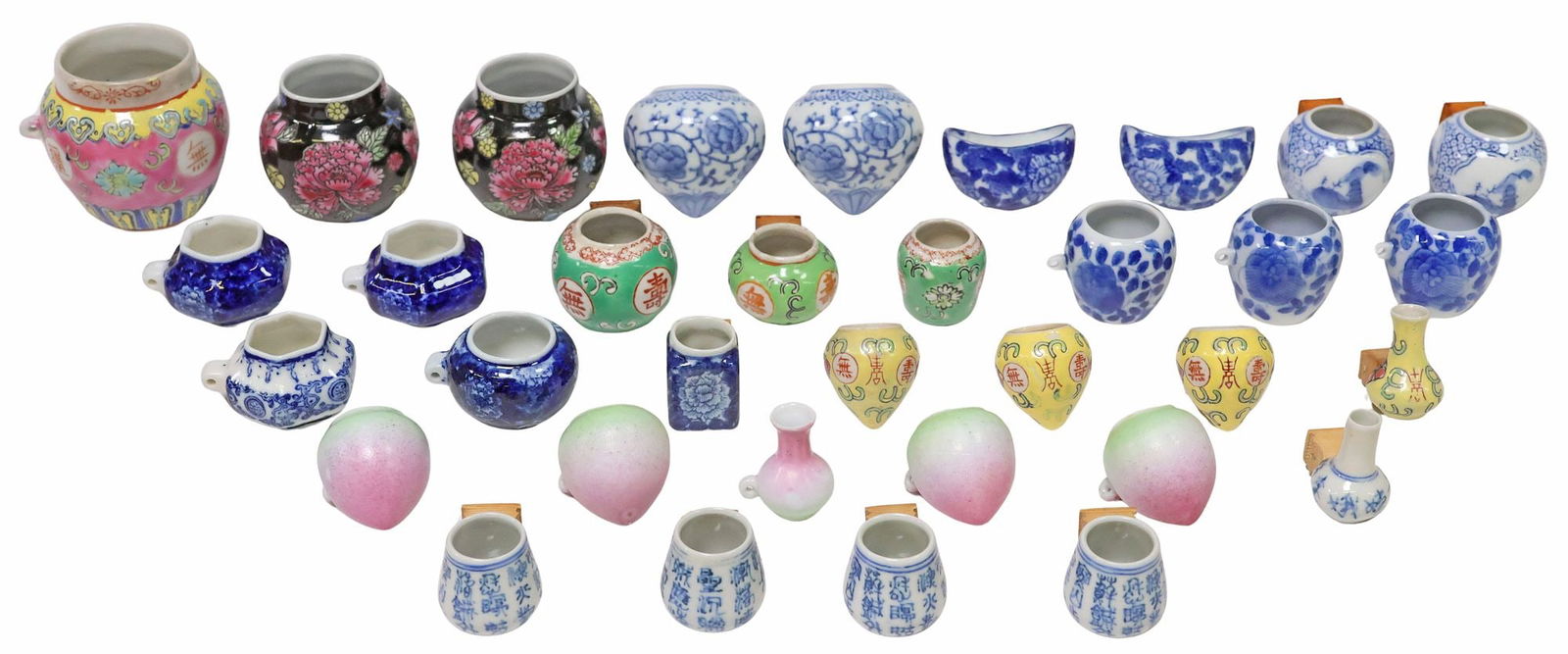 (34) COLLECTION OF CHINESE PORCELAIN BIRD FEEDERS (1 of 6)