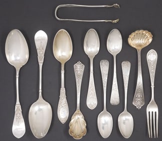 (11) AMERICAN STERLING SILVER FLATWARE, GORHAM, TIFFANY & WHITING