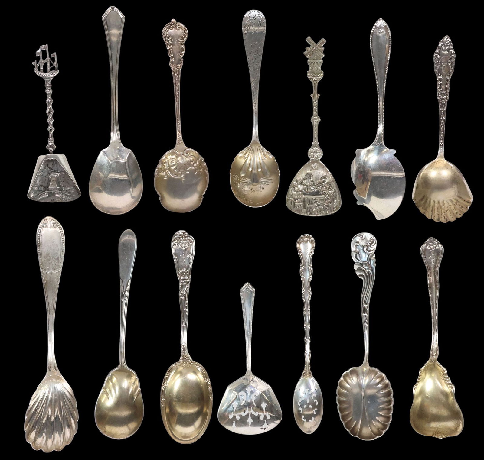(14) STERLING & OTHER SILVER SUGAR SPOONS (1 of 9)