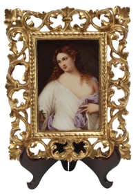 KPM STYLE PAINTED PORCELAIN PLAQUE FLORA AFTER TITIAN