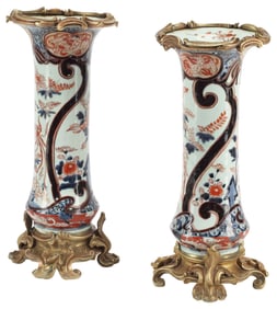 (2) ORMOLU-MOUNTED IMARI PORCELAIN BEAKER VASES