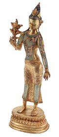GILT-BRONZE & ROCK CRYSTAL FIGURE OF AVALOKITESVARA