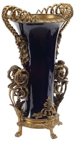 LARGE SEVRES STYLE ORMOLU-MOUNTED COBALT PORCELAIN VASE