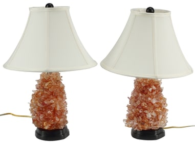 (2) CAROLE STUPELL STYLE CITRINE & ROCK CRYSTAL-MOUNTED TABLE LAMPS