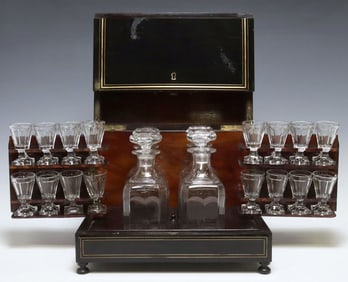FRENCH NAPOLEON III BRASS-INLAID & EBONIZED CAVE A LIQUEUR