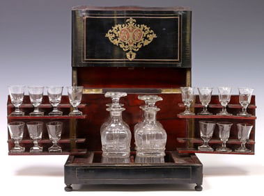 FRENCH NAPOLEON III PERIOD EBONIZED CAVE A LIQUEUR
