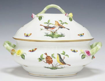 HEREND 'ROTHSCHILD BIRD' HAND-PAINTED PORCELAIN COVERED TUREEN