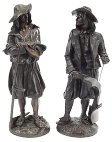 (2) AFTER EMILE VICTOR BLAVIER (19TH C.) PATINATED BRONZE PEASANT FIGURES