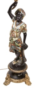 VENETIAN STYLE PARCEL-GILT FIGURAL TORCHIERE-FORM TABLE LAMP, 45.5"H