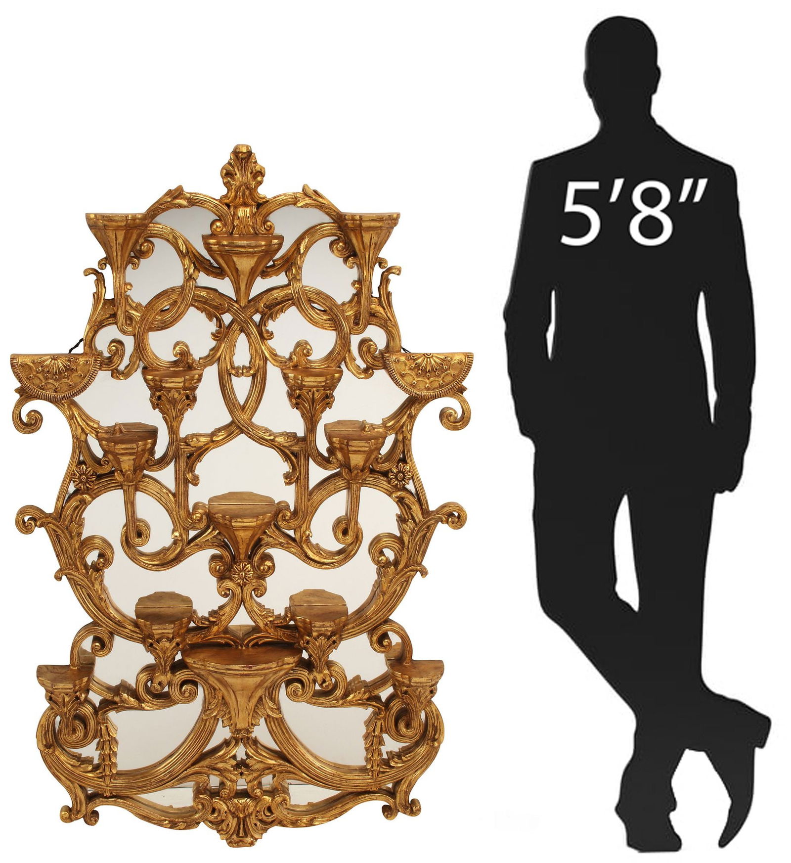 BAROQUE STYLE GILTWOOD & MIRRORED WALL SHELF (1 of 5)