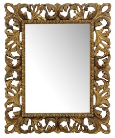 ITALIAN BAROQUE STYLE GILT PAINTED SCROLLED MIRROR