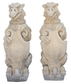 (2) CAST STONE GARDEN STATUARY, PARAGON GRIFFINS