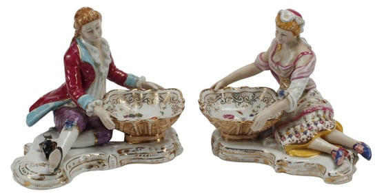 (2) SEVRES STYLE PORCELAIN FIGURAL SWEETMEAT DISHES