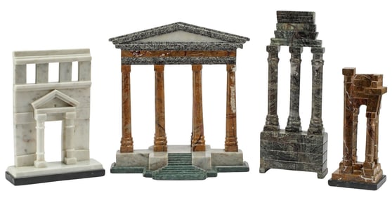 (4) GRAND TOUR STYLE MARBLE ARCHITECTURAL MODELS