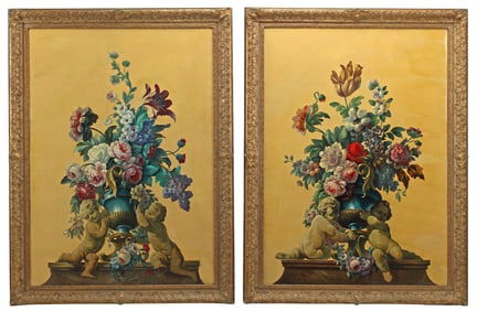 (2) LOUIS CHAPPEL (1888-1963) STILL LIFE PAINTINGS VASES OF FLOWERS