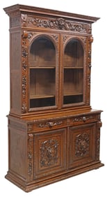 FRENCH HENRI II STYLE CARVED & GLAZED SIDEBOARD