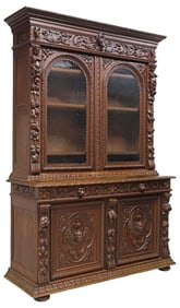 FRENCH RENAISSANCE REVIVAL OAK BUFFET DEUX CORPS