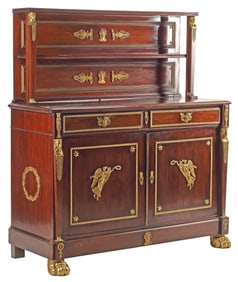 FRENCH EMPIRE STYLE ORMOLU-MOUNTED MAHOGANY BUFFET