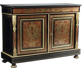 NAPOLEON III ORMOLU-MOUNTED BOULLE STYLE MARBLE-TOP CABINET