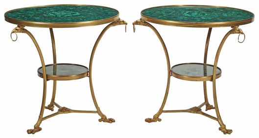 (2) NEOCLASSICAL STYLE ORMOLU & MALACHITE GUERIDONS