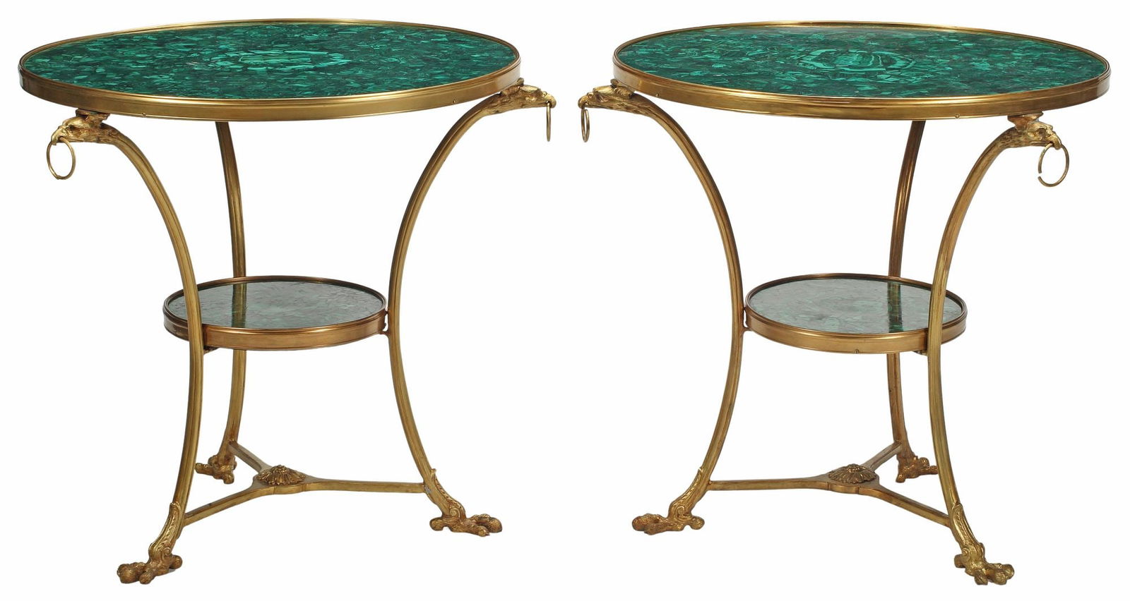 (2) NEOCLASSICAL STYLE ORMOLU & MALACHITE GUERIDONS (1 of 5)