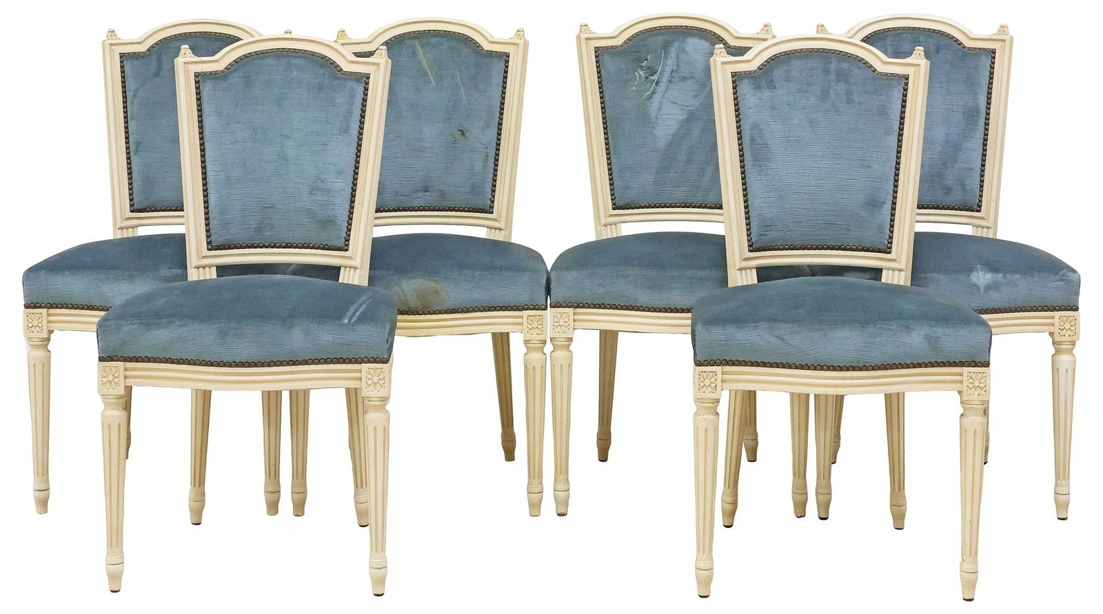 (6) FRENCH LOUIS XVI STYLE PAINTED & UPHOLSTERED DINING CHAIRS (1 of 3)