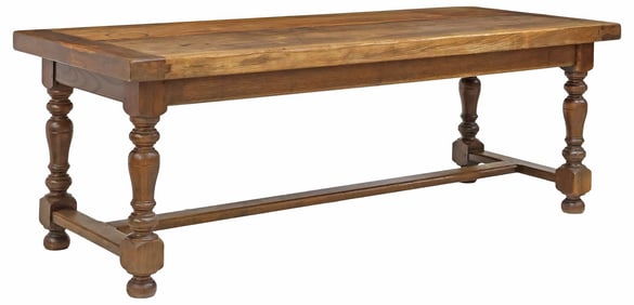 FRENCH PROVINCIAL OAK FARMHOUSE TABLE, 86.5"L