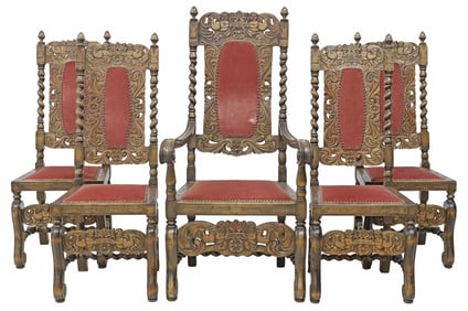 (5) SWEDISH VETLANDA VERKSTAD BAROQUE STYLE CHAIRS