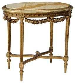 FRENCH LOUIS XVI STYLE GILT SALON TABLE