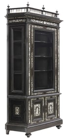 ITALIAN INLAID & EBONIZED DISPLAY CABINET