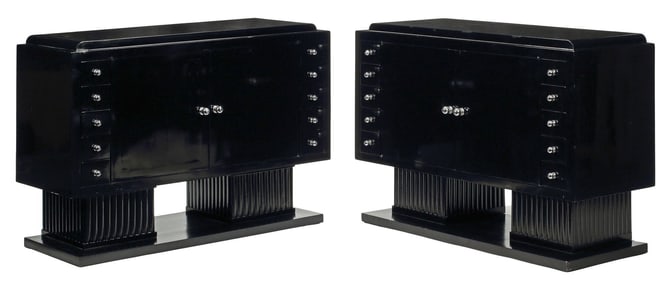 (2) ART DECO STYLE GLOSSY BLACK LACQUER CABINETS