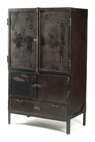 FRENCH X. AUBERT INDUSTRIAL PATINATED STEEL CABINET