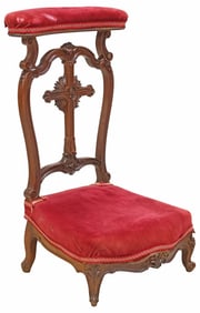 FRENCH NAPOLEON III CARVED WALNUT PRIE DIEU KNEELER