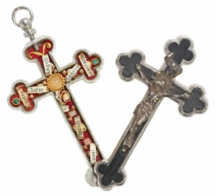 GERMAN SILVER PECTORAL RELIQUARY & AGNUS DEI CROSS WITH COA