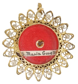 1ST-CLASS RELIC OF ST. MARIA GORETTI IN SILVER-GILT THECA RELIQUARY WITH COA
