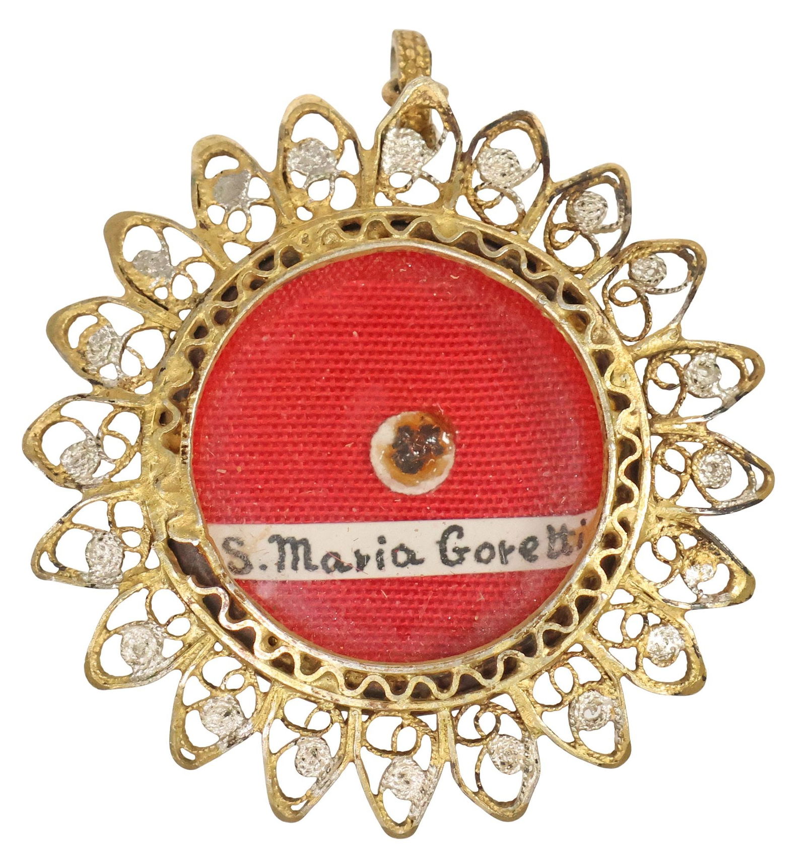 1ST-CLASS RELIC OF ST. MARIA GORETTI IN SILVER-GILT THECA RELIQUARY WITH COA (1 of 6)