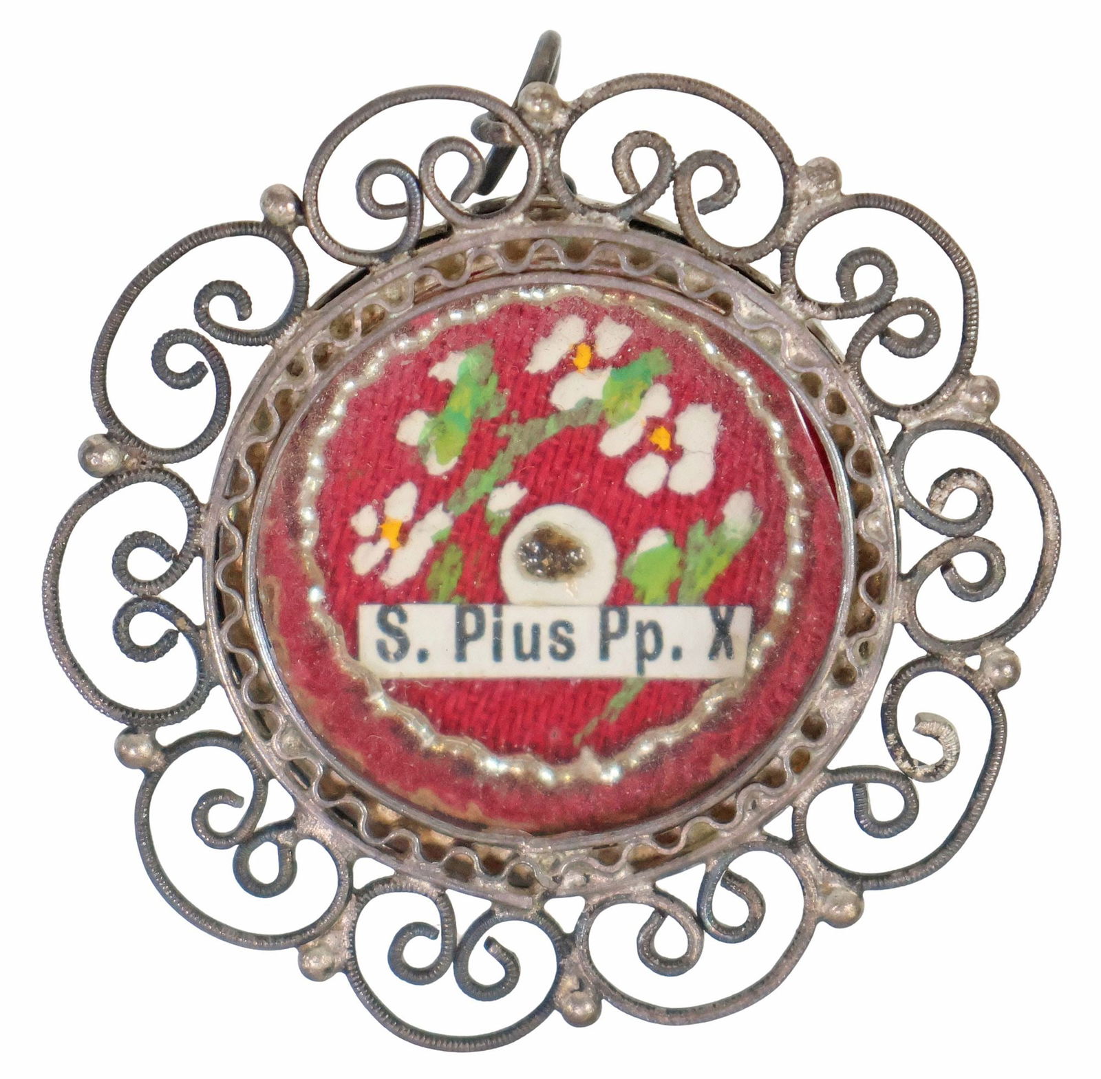 1ST-CLASS RELIC OF POPE PIUS X IN SILVER THECA RELIQUARY WITH COA (1 of 7)