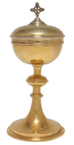 FRENCH GILT 800 SILVER LITURGICAL CIBORIUM / EUCHARIST VESSEL