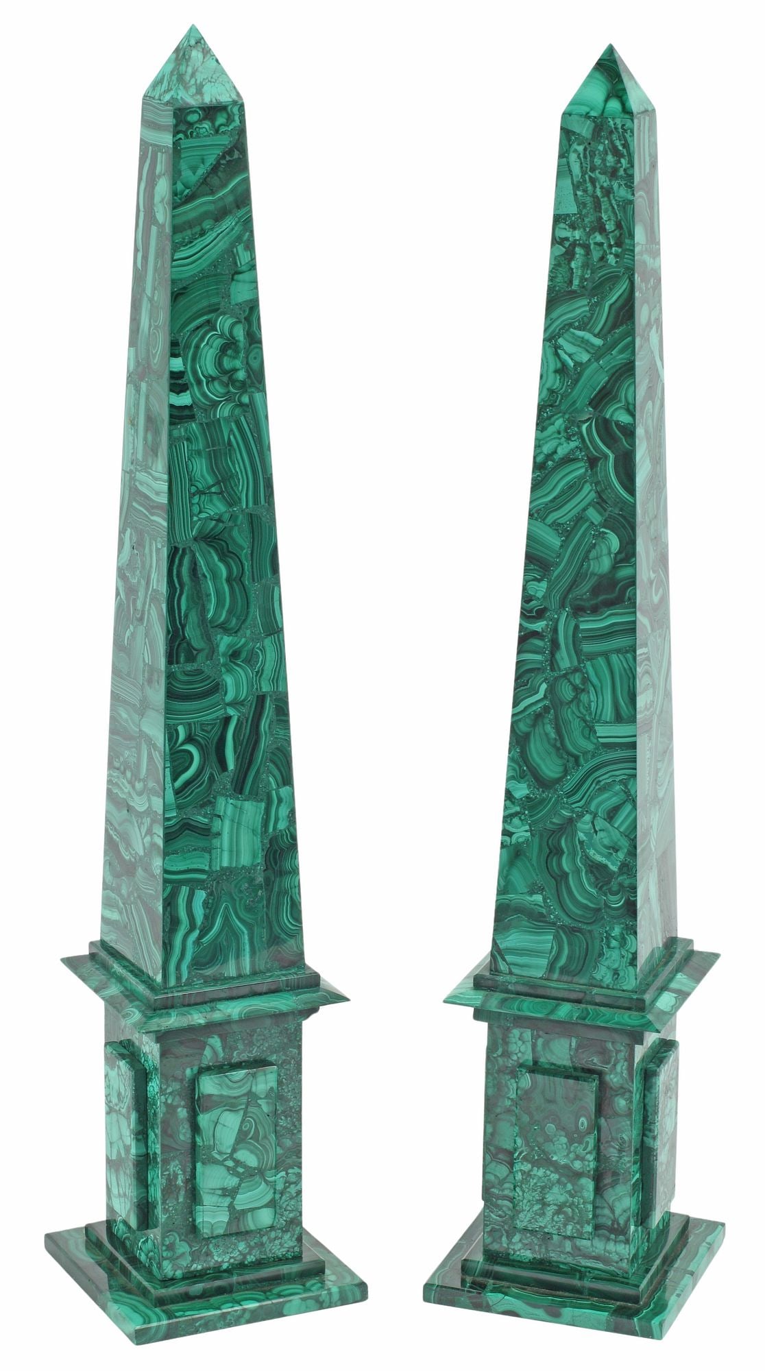 (2) MALACHITE OBELISKS, 20"H (1 of 4)